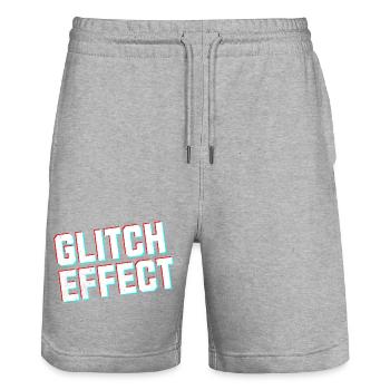 Gamer Glitch Effect Hoodie - Stanley/Stella Unisex Bio Joggingshorts Trainer  - Grau meliert - Vorne - Nik (191cm) & Marisol (170cm)