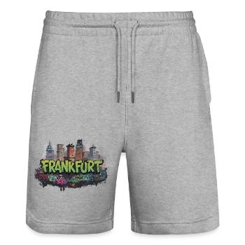 Francfort Graffiti Skyline Street-Art Style Ghetto - Short de jogging bio TRAINER Stanley/Stella unisexe - gris chiné - Devant - Nik (191cm) & Marisol (170cm)