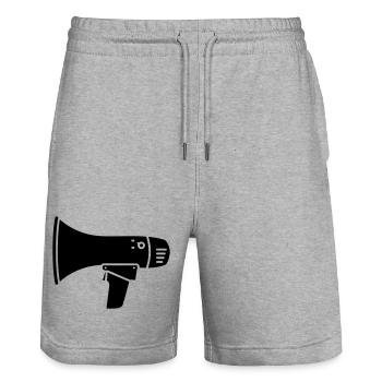Ultras de démonstration bruyante du mégaphone - Short de jogging bio TRAINER Stanley/Stella unisexe - gris chiné - Devant - Nik (191cm) & Marisol (170cm)