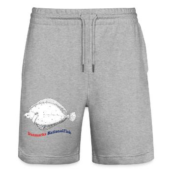 Denmark's National Fish Beet Spaette - Stanley/Stella Trainer Unisex Organic Jogging Shorts - heather grey - Front - Nik (191cm) & Marisol (170cm)