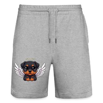 Rottweiler Welpe Engel Weihnachten Flügel Treue - Stanley/Stella Unisex Bio Joggingshorts Trainer  - Grau meliert - Vorne - Nik (191cm) & Marisol (170cm)