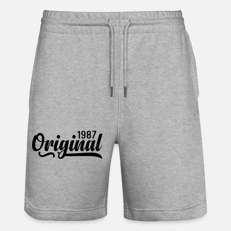 1987 anniversaire 38 ans, rétro 1987 - Short de jogging bio TRAINER Stanley/Stella unisexe - gris chiné