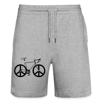 T-shirt Vélo Signe de la Paix – T-shirt Cycling Lover - Short de jogging bio TRAINER Stanley/Stella unisexe - gris chiné - Devant - Nik (191cm) & Marisol (170cm)