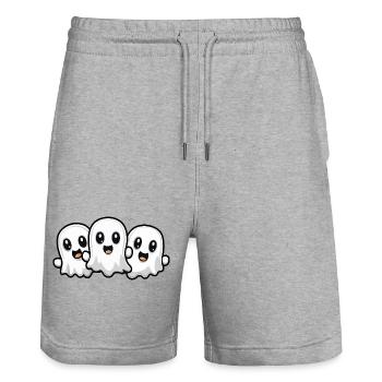Geister Halloween Niedlich Comic - Stanley/Stella Unisex Bio Joggingshorts Trainer  - Grau meliert - Vorne - Nik (191cm) & Marisol (170cm)