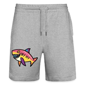 Hai Halloween Zombie - Stanley/Stella Unisex Bio Joggingshorts Trainer  - Grau meliert - Vorne - Nik (191cm) & Marisol (170cm)