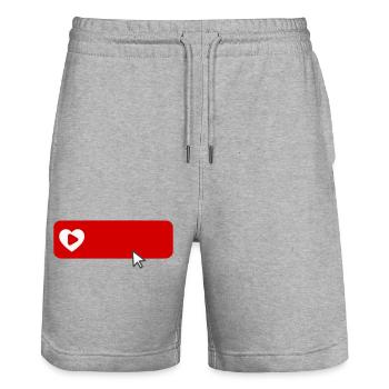 Cool YouTube Inspired Subscribe Flat Icon - Stanley/Stella Trainer Unisex Organic Jogging Shorts - heather grey - Front - Nik (191cm) & Marisol (170cm)