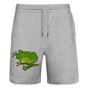 Grenouille - Short de jogging bio TRAINER Stanley/Stella unisexe - gris chiné - Devant - Nik (191cm) & Marisol (170cm)