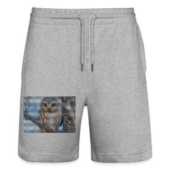 Abendwald Eulenblick - Stanley/Stella Unisex Bio Joggingshorts Trainer  - Grau meliert - Vorne - Nik (191cm) & Marisol (170cm)