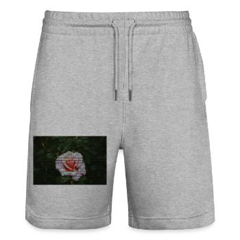 Rosenmosaik im Dunkelgrün - Stanley/Stella Unisex Bio Joggingshorts Trainer  - Grau meliert - Vorne - Nik (191cm) & Marisol (170cm)