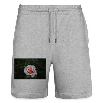 Rose mosaic in the night green - Stanley/Stella Trainer Unisex Organic Jogging Shorts - heather grey - Front - Nik (191cm) & Marisol (170cm)