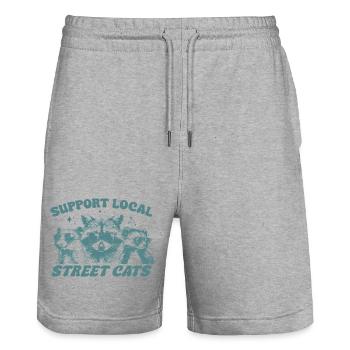Support Local Street Cats - Stanley/Stella Unisex Bio Joggingshorts Trainer  - Grau meliert - Vorne - Nik (191cm) & Marisol (170cm)
