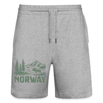 Norwegische Waldlandschaft mit Elch - Stanley/Stella Unisex Bio Joggingshorts Trainer  - Grau meliert - Vorne - Nik (191cm) & Marisol (170cm)