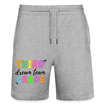 Troisième grade de l’équipe de rêve - Short de jogging bio TRAINER Stanley/Stella unisexe - gris chiné - Devant - Nik (191cm) & Marisol (170cm)