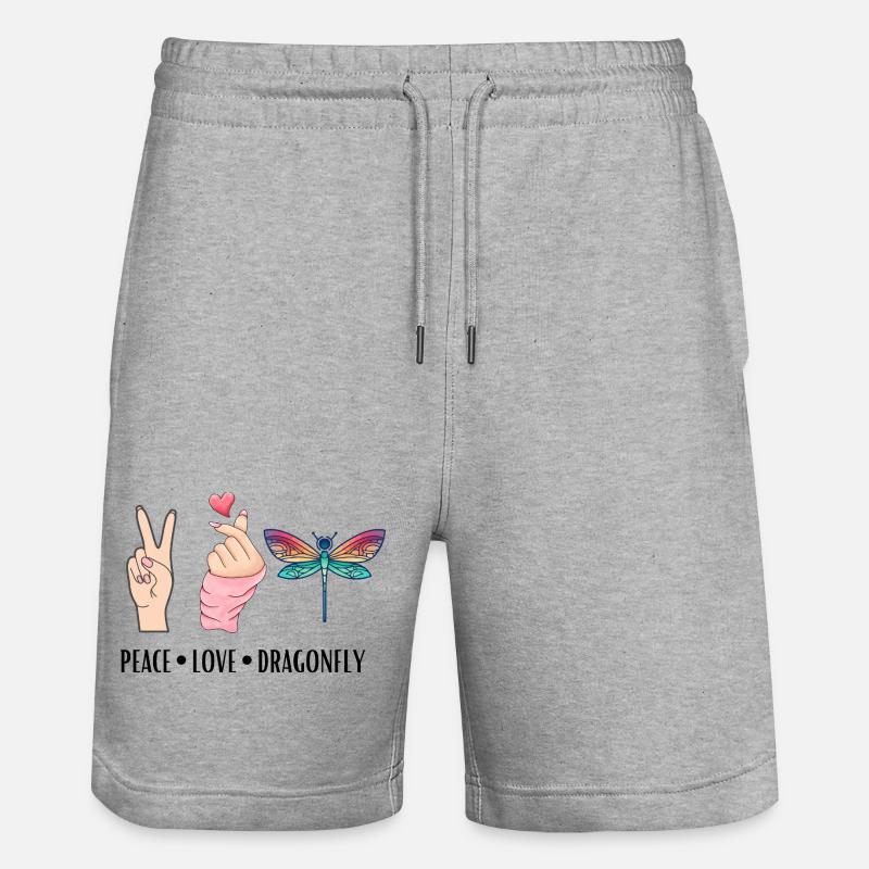 Libellule paix Amour Et Libellules - Short de jogging bio TRAINER Stanley/Stella unisexe - gris chiné