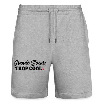 Grande Soeur Frères & Soeurs Trop Cool - Short de jogging bio TRAINER Stanley/Stella unisexe - gris chiné - Devant - Nik (191cm) & Marisol (170cm)