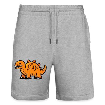 Dinosaurier stegosaurus Halloween Lustig - Stanley/Stella Unisex Bio Joggingshorts Trainer  - Grau meliert - Vorne - Nik (191cm) & Marisol (170cm)
