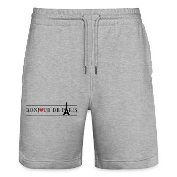 Paris Frankreich Eiffelturm - Stanley/Stella Unisex Bio Joggingshorts Trainer  - Grau meliert - Vorne - Nik (191cm) & Marisol (170cm)