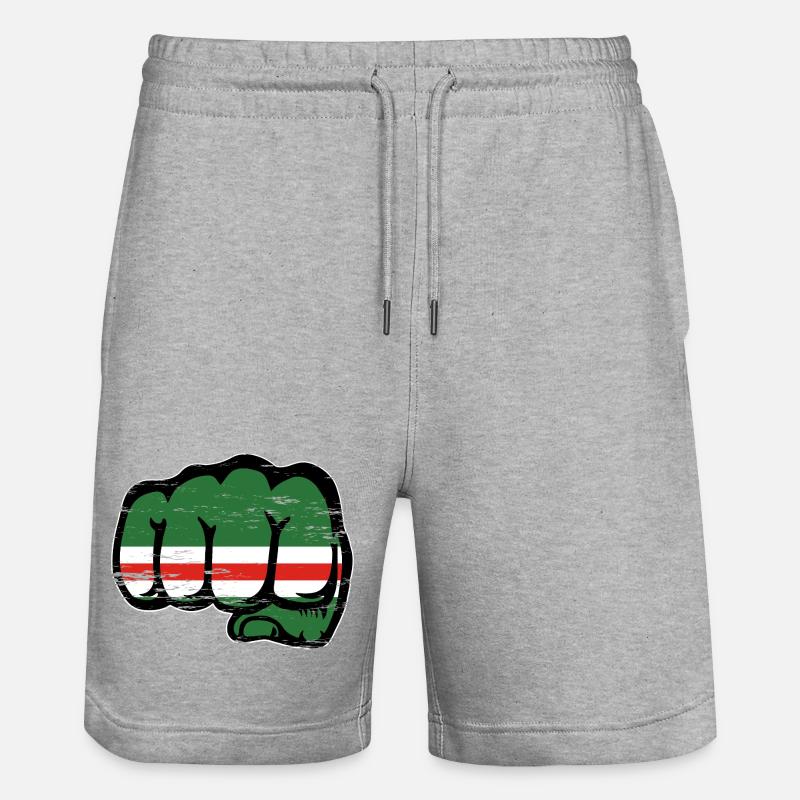 Tschetschenien Flagge Faust used - Stanley/Stella Unisex Bio Joggingshorts Trainer - Grau meliert