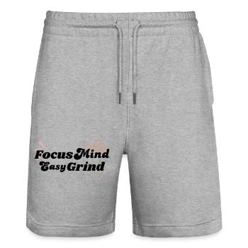 Vintage Retro Boho Bohemian typography design - Stanley/Stella Trainer Unisex Organic Jogging Shorts - heather grey - Front - Nik (191cm) & Marisol (170cm)