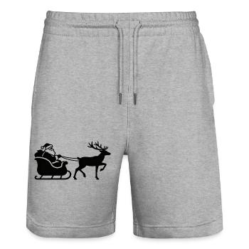 Christmas Silhouette Santa Sleigh - Stanley/Stella Trainer Unisex Organic Jogging Shorts - heather grey - Front - Nik (191cm) & Marisol (170cm)