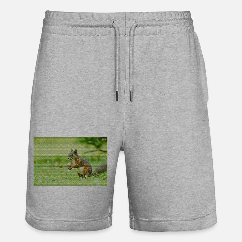 Squirrel Forest Pattern - Stanley/Stella Trainer Unisex Organic Jogging Shorts - heather grey