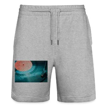 Neon Mosaic Turntable Night Colors - Stanley/Stella Trainer Unisex Organic Jogging Shorts - heather grey - Front - Nik (191cm) & Marisol (170cm)