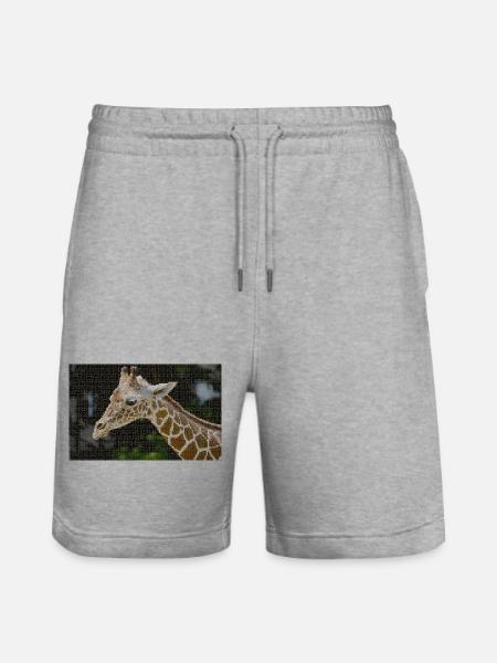 Giraffes Mosaic Portrait - Stanley/Stella Trainer Unisex Organic Jogging Shorts - heather grey
