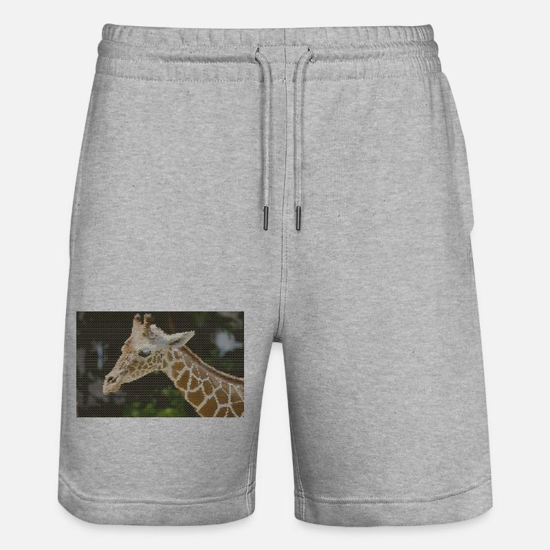 Giraffe with triangle pattern - Stanley/Stella Trainer Unisex Organic Jogging Shorts - heather grey