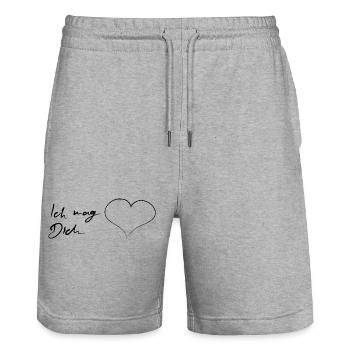 I like you with heart - Stanley/Stella Trainer Unisex Organic Jogging Shorts - heather grey - Front - Nik (191cm) & Marisol (170cm)
