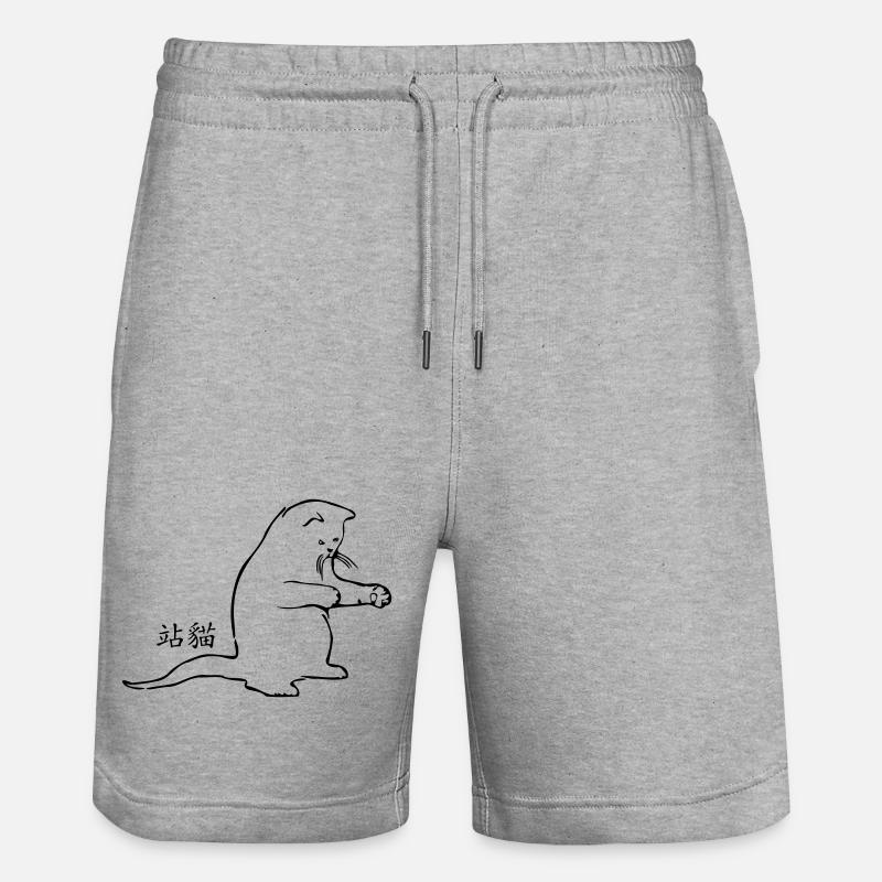 Zhan Mao - le chat debout - Short de jogging bio TRAINER Stanley/Stella unisexe - gris chiné