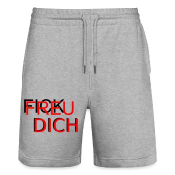Fick Freu - Stanley/Stella Unisex Bio Joggingshorts Trainer  - Grau meliert - Vorne - Nik (191cm) & Marisol (170cm)