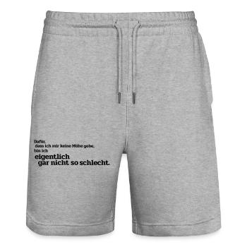 keine Muehe - Stanley/Stella Unisex Bio Joggingshorts Trainer  - Grau meliert - Vorne - Nik (191cm) & Marisol (170cm)