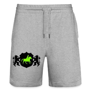 Horses Rider Coat of Arms - Stanley/Stella Trainer Unisex Organic Jogging Shorts - heather grey - Front - Nik (191cm) & Marisol (170cm)