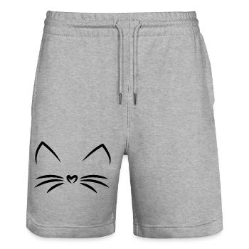 Cat Cat Face Cat Lover - Stanley/Stella Trainer Unisex Organic Jogging Shorts - heather grey - Front - Nik (191cm) & Marisol (170cm)