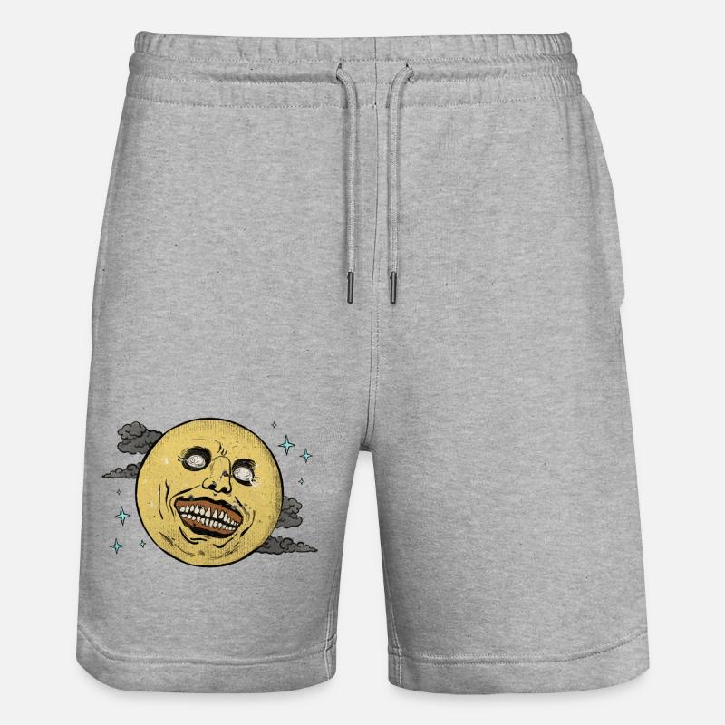 Lune rieuse dans le ciel étoilé - Short de jogging bio TRAINER Stanley/Stella unisexe - gris chiné