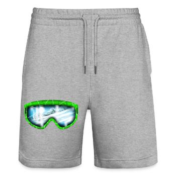 Gletscherblick Neon Goggle Design - Stanley/Stella Unisex Bio Joggingshorts Trainer  - Grau meliert - Vorne - Nik (191cm) & Marisol (170cm)