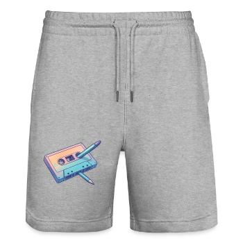 Cassette Crayon Pastel Retro - Short de jogging bio TRAINER Stanley/Stella unisexe - gris chiné - Devant - Nik (191cm) & Marisol (170cm)