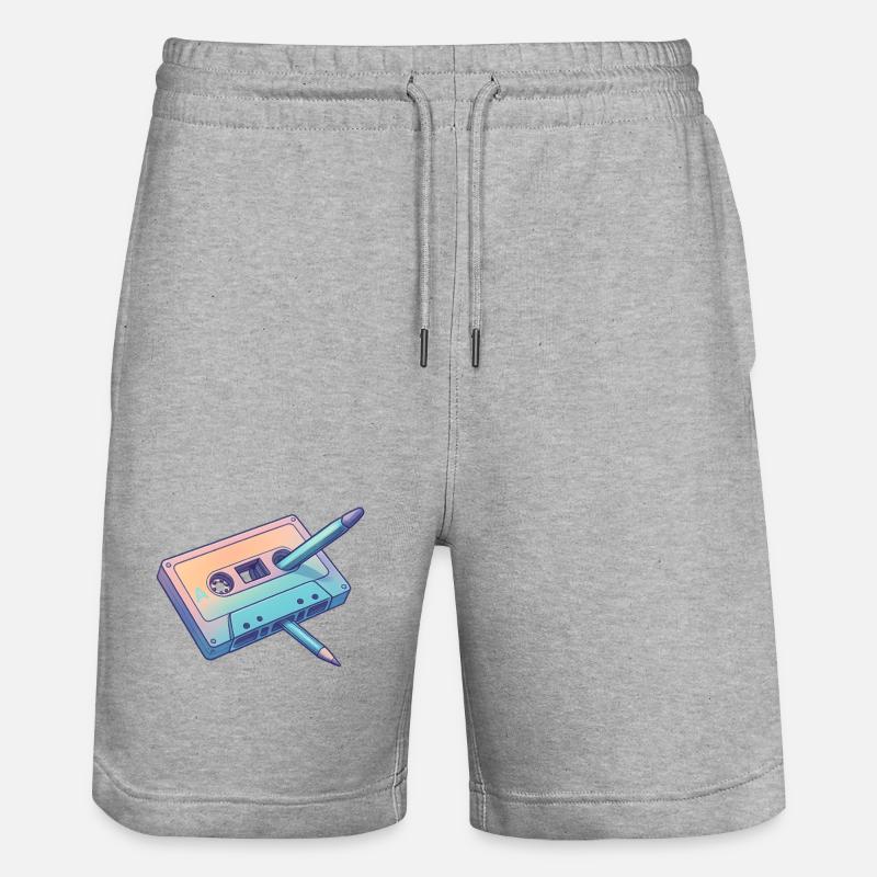 Cassette Crayon Pastel Retro - Short de jogging bio TRAINER Stanley/Stella unisexe - gris chiné