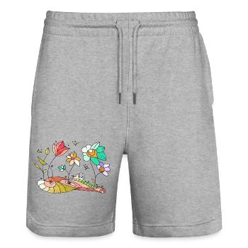 Fleur - Short de jogging bio TRAINER Stanley/Stella unisexe - gris chiné - Devant - Nik (191cm) & Marisol (170cm)