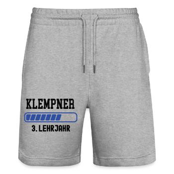 Apprentissage de plombier 3ème année en tant que plombier - Short de jogging bio TRAINER Stanley/Stella unisexe - gris chiné - Devant - Nik (191cm) & Marisol (170cm)