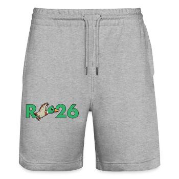 Rente 2026 – Jeu de mots amusant retraite, rente - Short de jogging bio TRAINER Stanley/Stella unisexe - gris chiné - Devant - Nik (191cm) & Marisol (170cm)