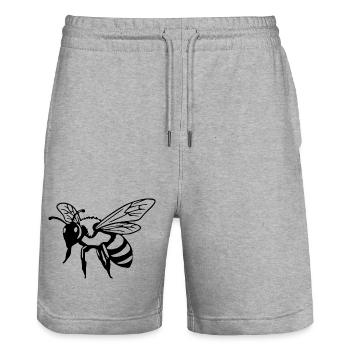 Biene schwarz schwarze Biene - Stanley/Stella Unisex Bio Joggingshorts Trainer  - Grau meliert - Vorne - Nik (191cm) & Marisol (170cm)