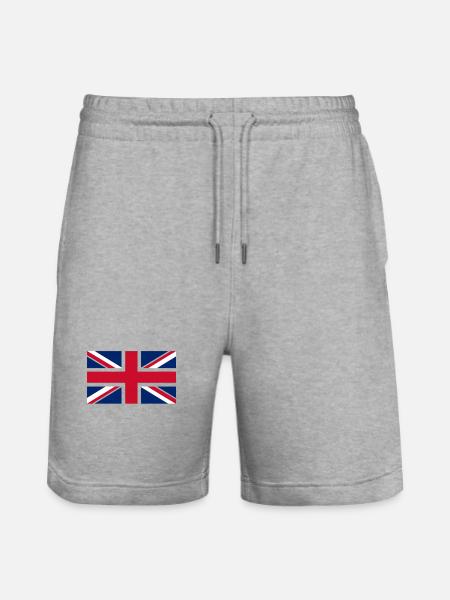 Stilisierte Flaggenkreuzdiagonalen UK - Stanley/Stella Unisex Bio Joggingshorts Trainer - Grau meliert