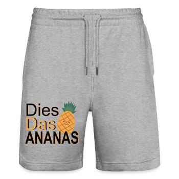 This The Pineapple – Pun - Stanley/Stella Trainer Unisex Organic Jogging Shorts - heather grey - Front - Nik (191cm) & Marisol (170cm)