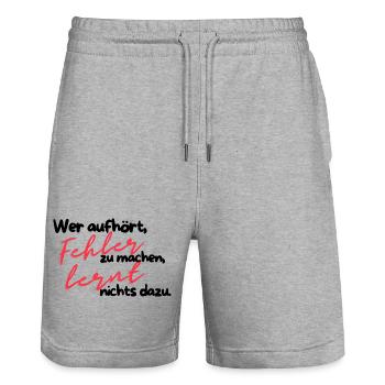 Fehler lehrt Rote Schrift - Stanley/Stella Unisex Bio Joggingshorts Trainer  - Grau meliert - Vorne - Nik (191cm) & Marisol (170cm)