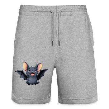 bat, nocturnal animal on Halloween - Stanley/Stella Trainer Unisex Organic Jogging Shorts - heather grey - Front - Nik (191cm) & Marisol (170cm)