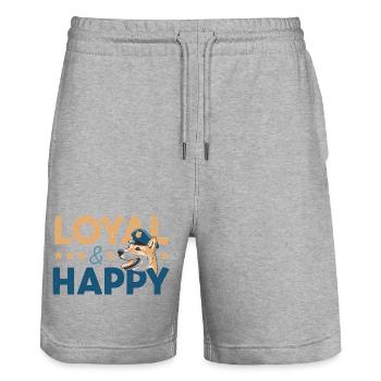 Loyal & Happy Graphic - Short de jogging bio TRAINER Stanley/Stella unisexe - gris chiné - Devant - Nik (191cm) & Marisol (170cm)