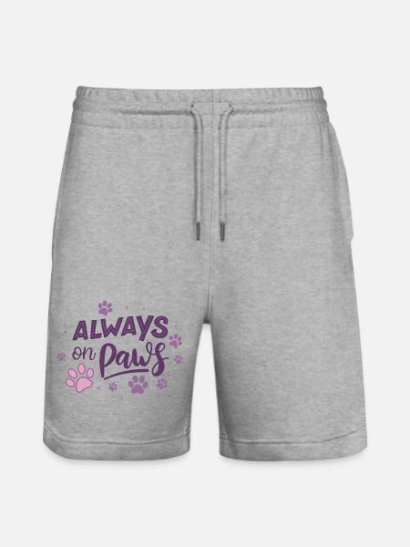 Always on Day Pawprints Purple - Stanley/Stella Trainer Unisex Organic Jogging Shorts - heather grey