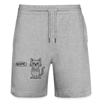 Nope – Lustige grimmige Katze, not today - Stanley/Stella Unisex Bio Joggingshorts Trainer  - Grau meliert - Vorne - Nik (191cm) & Marisol (170cm)