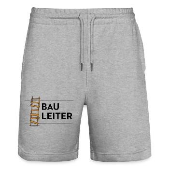 Bauleiter lustiges Motiv Baustelle Leiter - Stanley/Stella Unisex Bio Joggingshorts Trainer  - Grau meliert - Vorne - Nik (191cm) & Marisol (170cm)